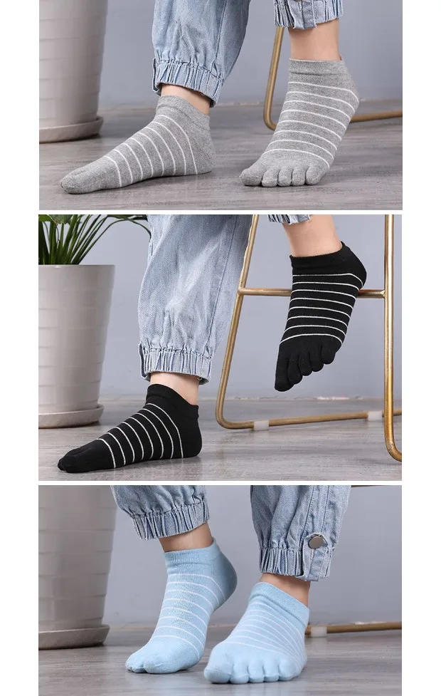 1 Pair Pure Cotton Five Finger Ankle Socks Woman Girl Striped Solid Fashion Cute Harajuku No Show Socks With Toes Hot Sell