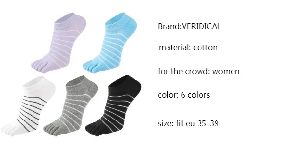 1 Pair Pure Cotton Five Finger Ankle Socks Woman Girl Striped Solid Fashion Cute Harajuku No Show Socks With Toes Hot Sell