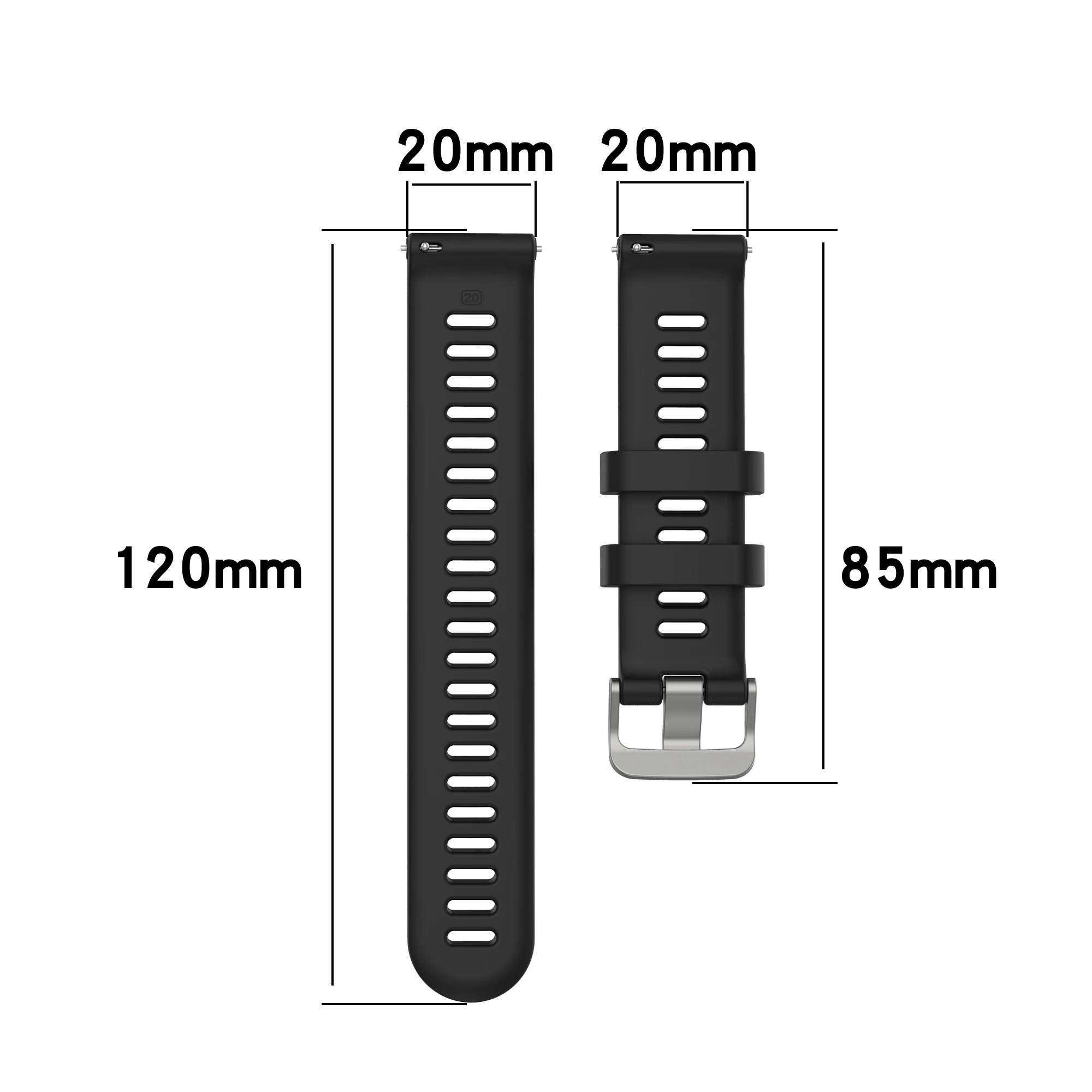 Silicone Strap 20mm for Garmin Forerunner 70 170 55 165 245 645 570 42mm/Venu SQ 2 Plus Correa Bracelet Garmin Active 6 5 Band