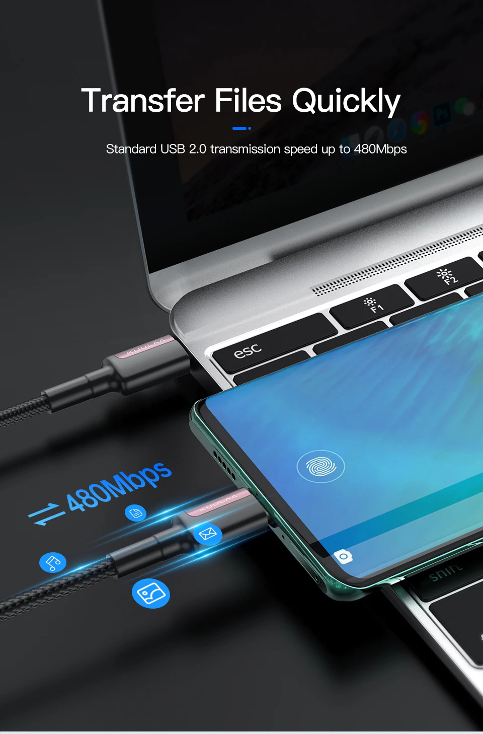 KUULAA USB C Cable to USB Type C Cable PD 100W Fast Charger Cord USBC to Type-C Cable for iPhone15 Samsung MacBook iPad Xiaomi