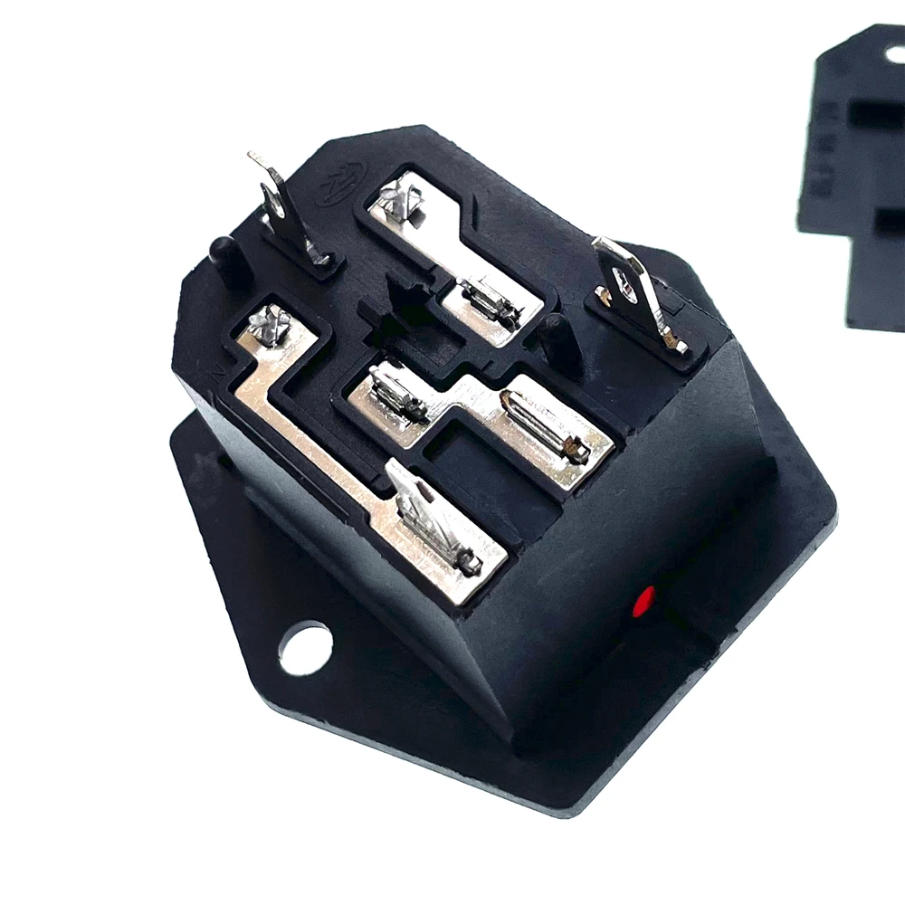 New Integral Red Light 10A250VAC Rocker Switch Power Rocker Fused IEC 320 C14 Inlet Socket 3pin Connector Plug With Fixing Holes