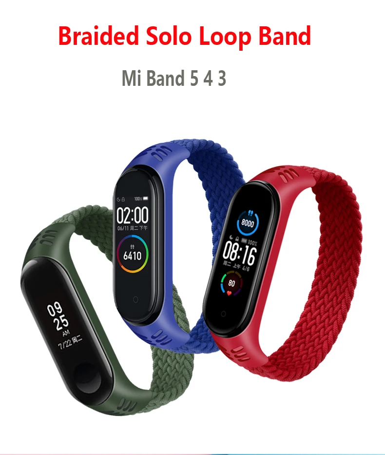 Bracelet for Xiaomi Mi band 6 7 Strap Nylon Braided solo loop pulseira bracelet Miband5 Wristband belt Mi band 5 4 3 6 correa