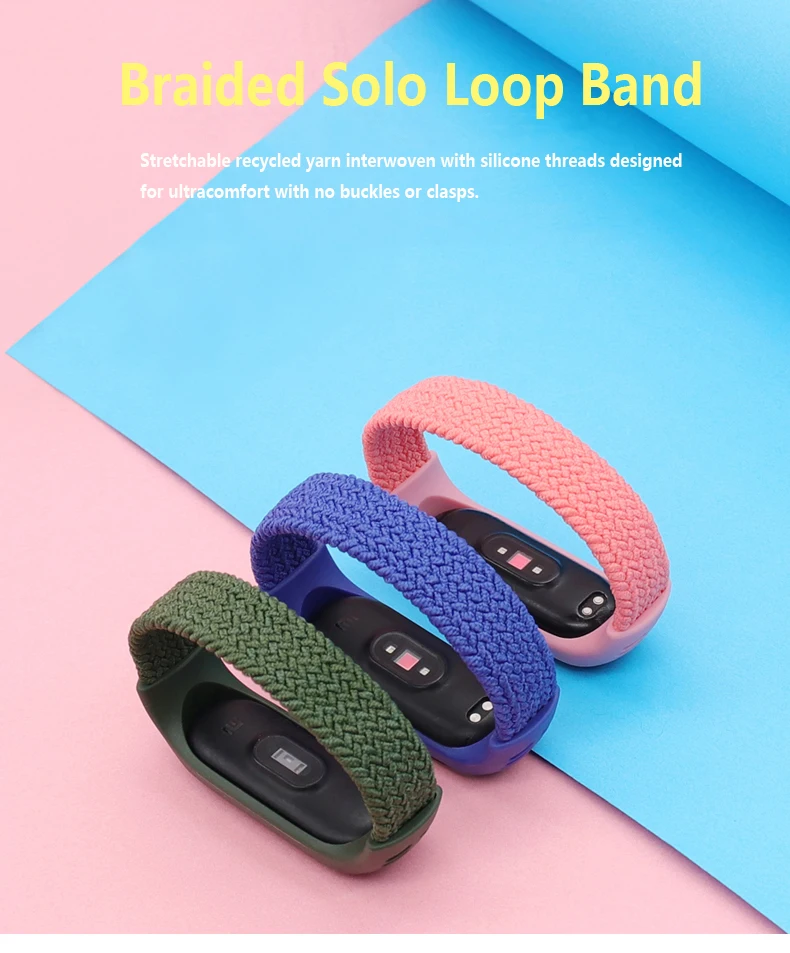 Bracelet for Xiaomi Mi band 6 7 Strap Nylon Braided solo loop pulseira bracelet Miband5 Wristband belt Mi band 5 4 3 6 correa