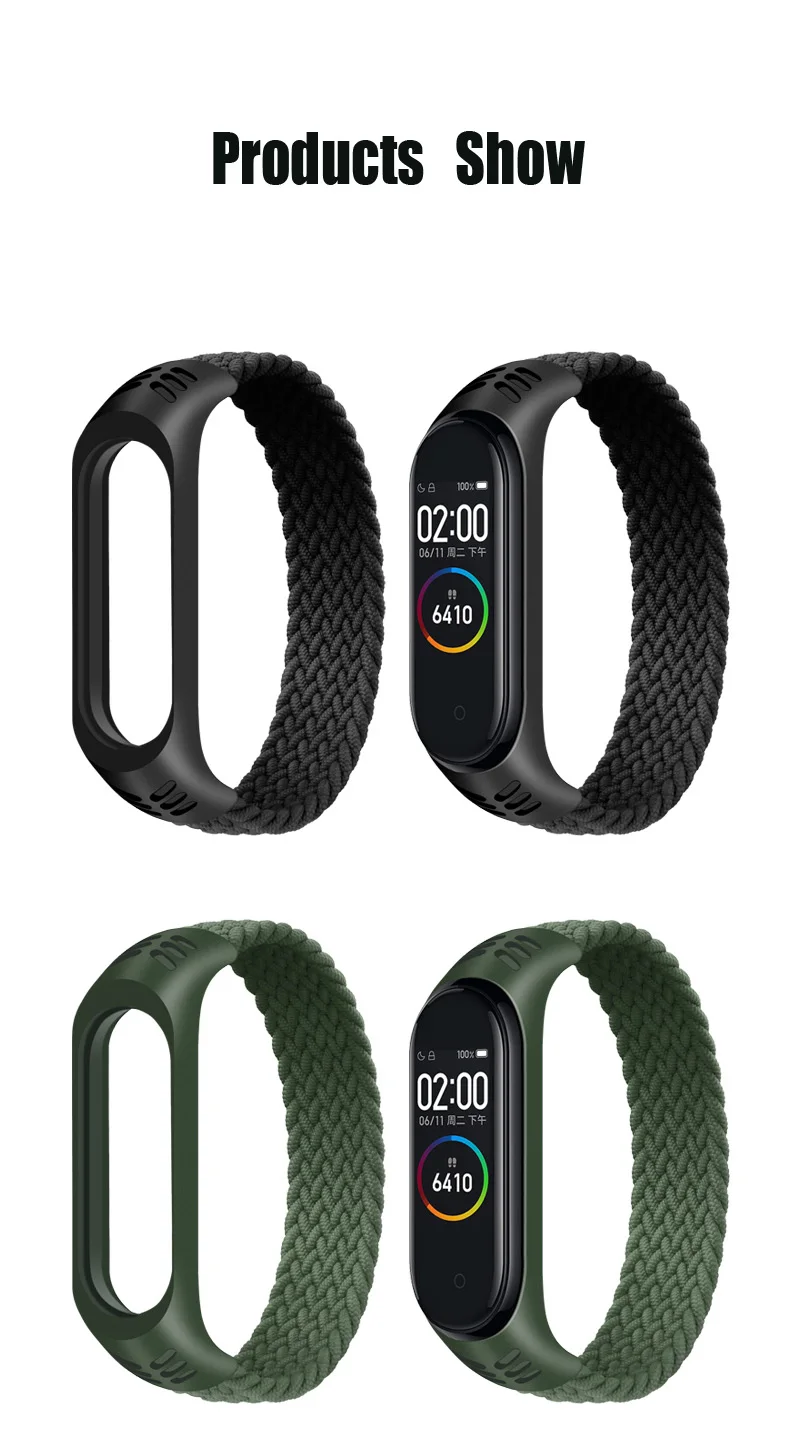 Bracelet for Xiaomi Mi band 6 7 Strap Nylon Braided solo loop pulseira bracelet Miband5 Wristband belt Mi band 5 4 3 6 correa