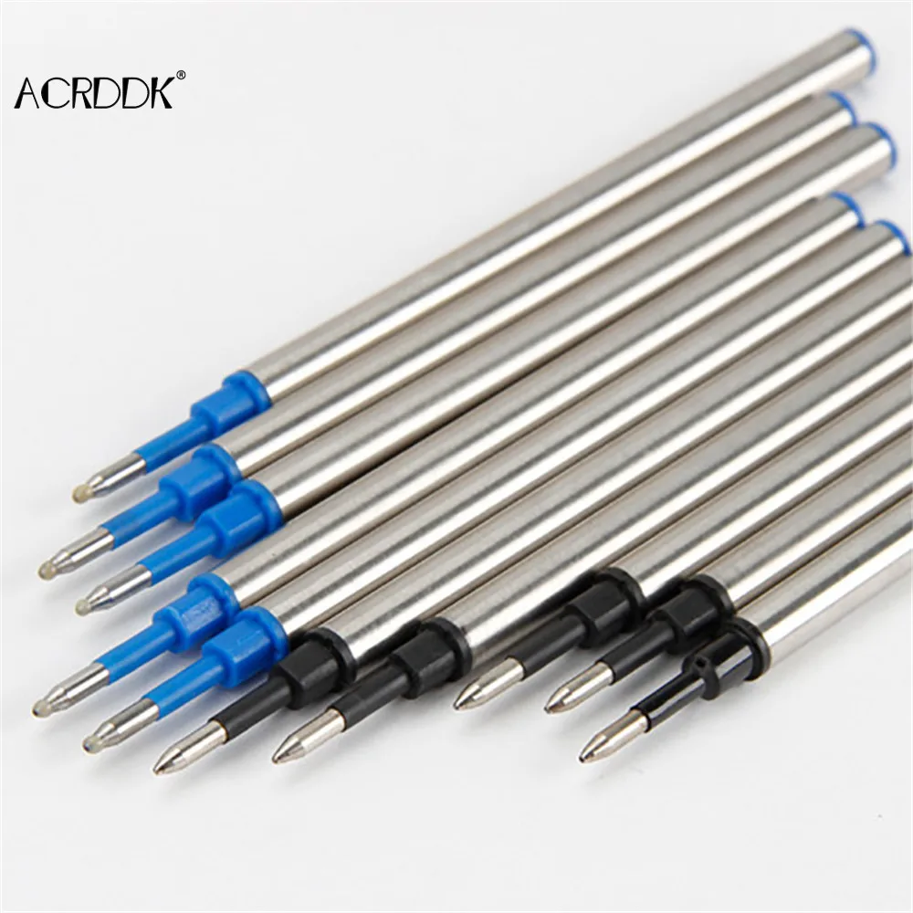 5pcs Metal Refills Blue Black Ink for Roller Ballpoint Pens Gel Pen Replacement Signature Rods Business School Office Stationery