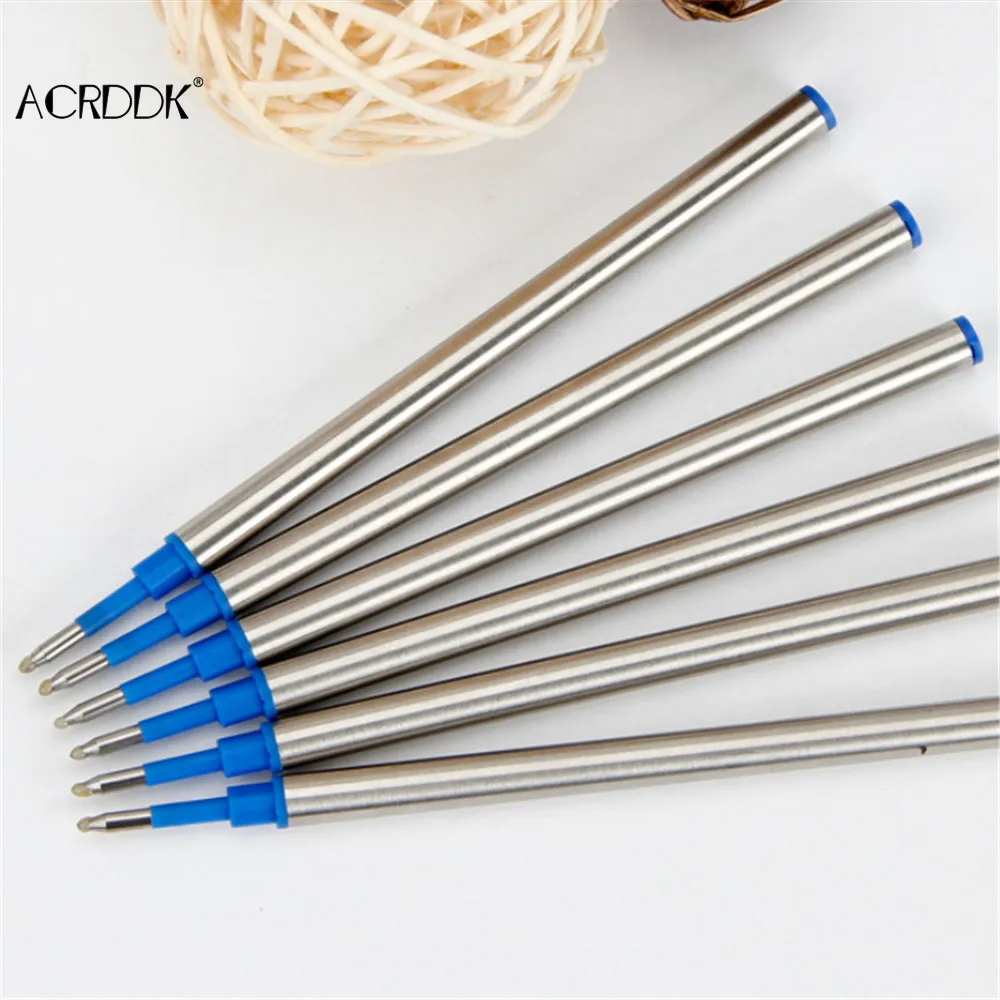 5pcs Metal Refills Blue Black Ink for Roller Ballpoint Pens Gel Pen Replacement Signature Rods Business School Office Stationery