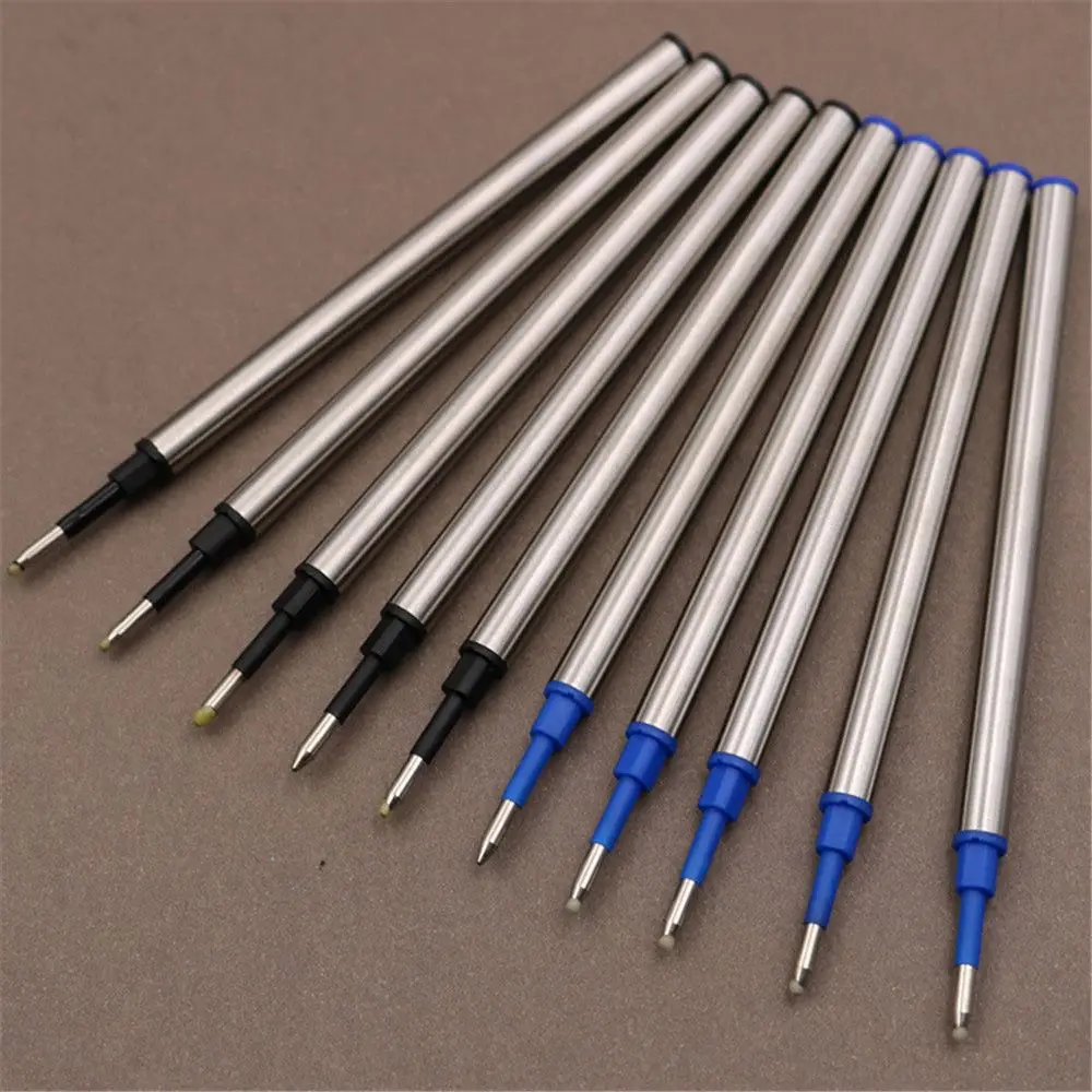 5pcs Metal Refills Blue Black Ink for Roller Ballpoint Pens Gel Pen Replacement Signature Rods Business School Office Stationery