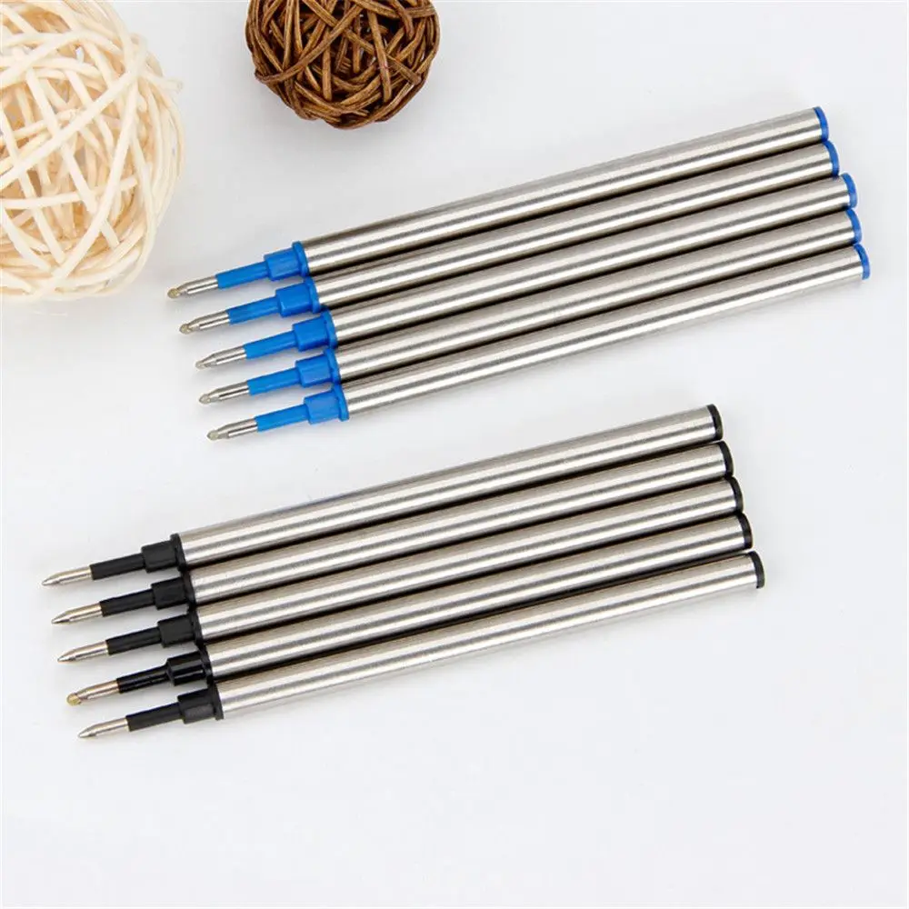 5pcs Metal Refills Blue Black Ink for Roller Ballpoint Pens Gel Pen Replacement Signature Rods Business School Office Stationery