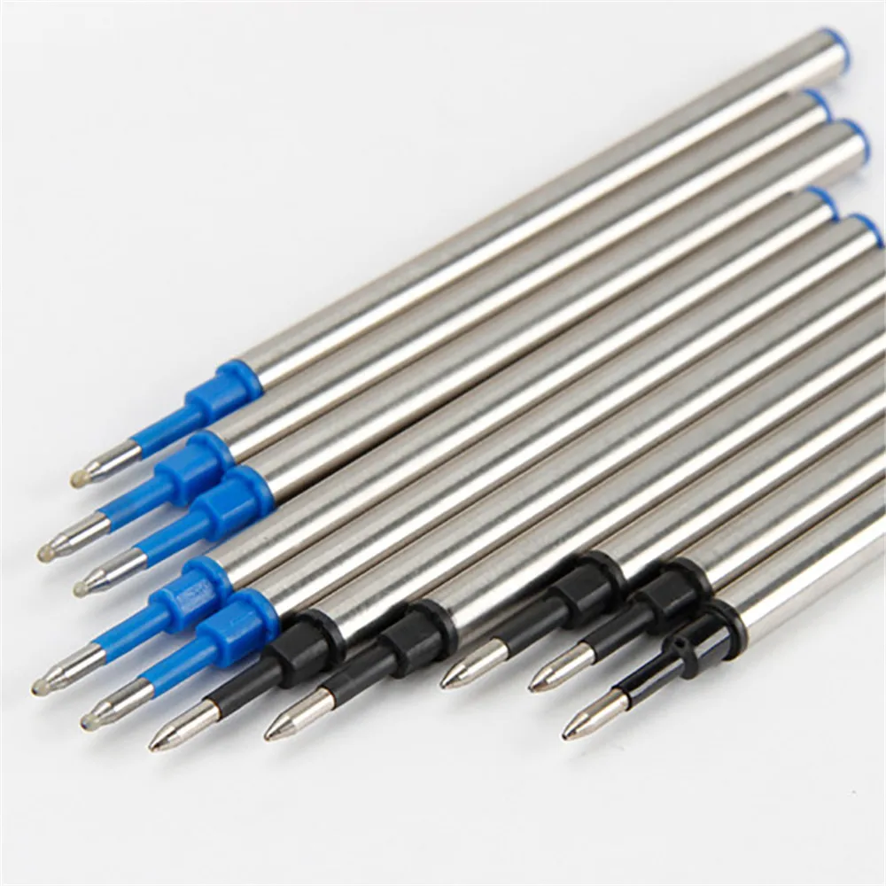 5pcs Metal Refills Blue Black Ink for Roller Ballpoint Pens Gel Pen Replacement Signature Rods Business School Office Stationery