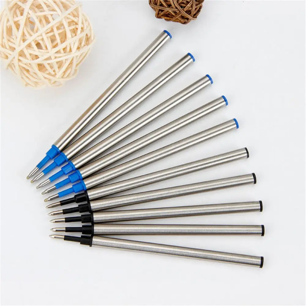 5pcs Metal Refills Blue Black Ink for Roller Ballpoint Pens Gel Pen Replacement Signature Rods Business School Office Stationery