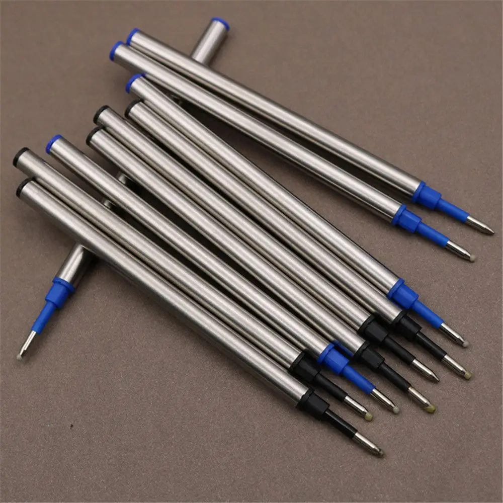 5pcs Metal Refills Blue Black Ink for Roller Ballpoint Pens Gel Pen Replacement Signature Rods Business School Office Stationery