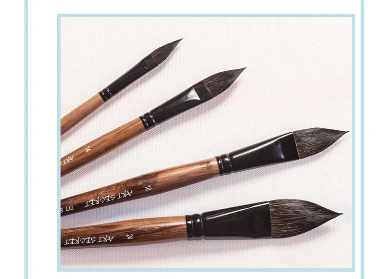 ArtSecret High Grade 777SQ Oval Wash Art Brushes Squirrel Hair Oak Wooden Handle Artist Tool Watercolor Acrylic Painting Supply