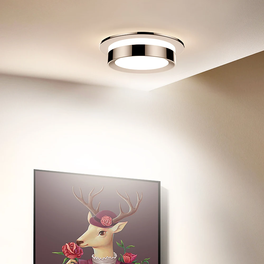 Chrome Round Recessed LED Downlight AC85-265V Acryl Ceiling Light 5W/7W/9W/12W Spot Light For Porch Corridor Kitchen Indoor Lamp