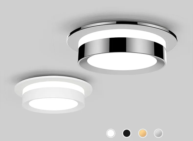 Chrome Round Recessed LED Downlight AC85-265V Acryl Ceiling Light 5W/7W/9W/12W Spot Light For Porch Corridor Kitchen Indoor Lamp