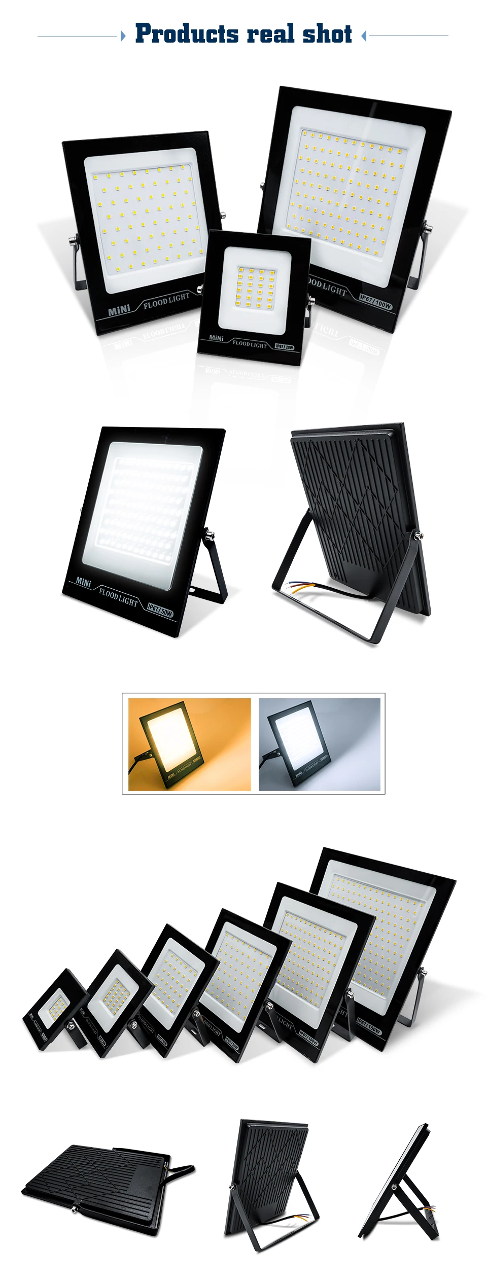 2pcs/lot Led Flood Light AC220V 240V 10W 20W 30W 50W 100W 150W Outdoor Floodlight Spotlight IP67 Waterproof Street Lamp Lighting