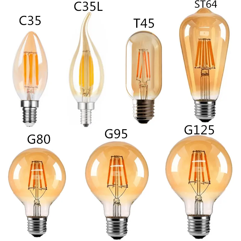10PCS C35 Candle Bulb 4W 6W Dimmable Led Filament 220V 110V E12 E14 E27 Candelabra Base Flame Shape Lamps For Chandelier Light