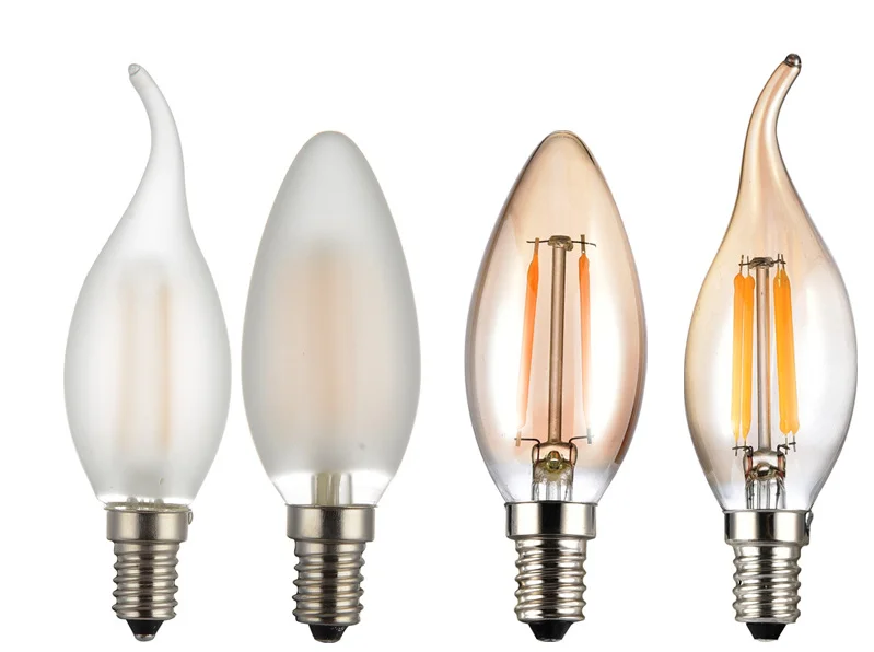 10PCS C35 Candle Bulb 4W 6W Dimmable Led Filament 220V 110V E12 E14 E27 Candelabra Base Flame Shape Lamps For Chandelier Light