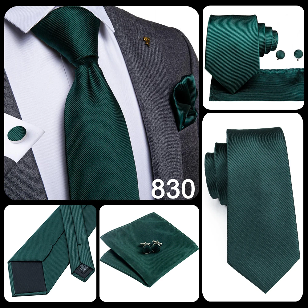 Hi-Tie Designer Green Solid Striped Paisley Wedding Tie For Men Necktie Hanky Cufflink Fashion Business Party Dropshipping