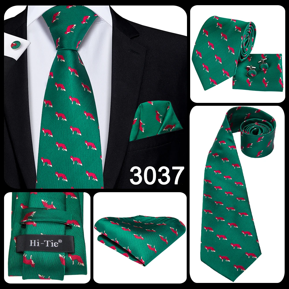 Hi-Tie Designer Green Solid Striped Paisley Wedding Tie For Men Necktie Hanky Cufflink Fashion Business Party Dropshipping