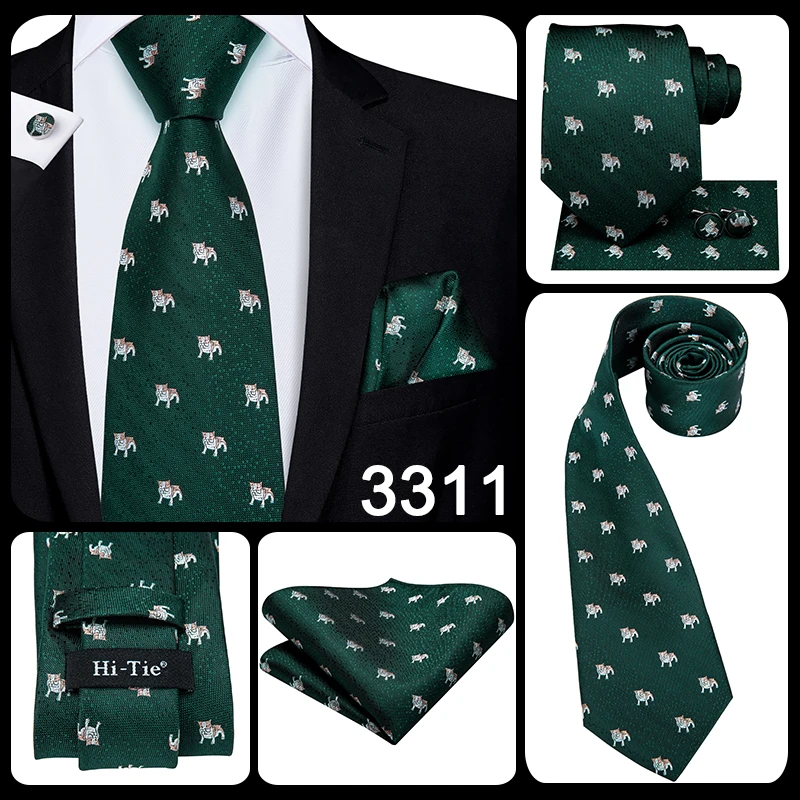 Hi-Tie Designer Green Solid Striped Paisley Wedding Tie For Men Necktie Hanky Cufflink Fashion Business Party Dropshipping