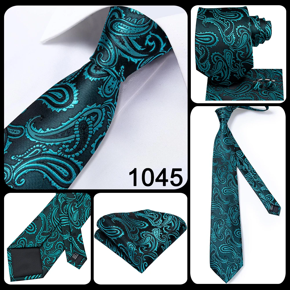 Hi-Tie Designer Green Solid Striped Paisley Wedding Tie For Men Necktie Hanky Cufflink Fashion Business Party Dropshipping