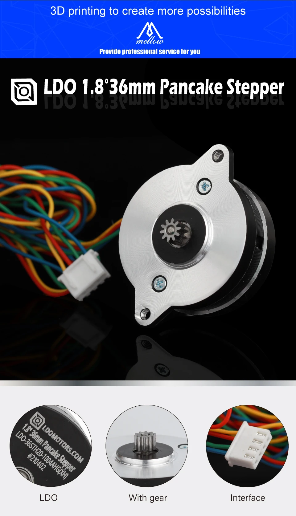 Mellow High Temperature LDO NEMA14 36mm Motor LDO-36STH17-0354AHG/LDO-36STH20-1004AHG For Orbiter/Sherpa Mini Extruder Voron 2.4