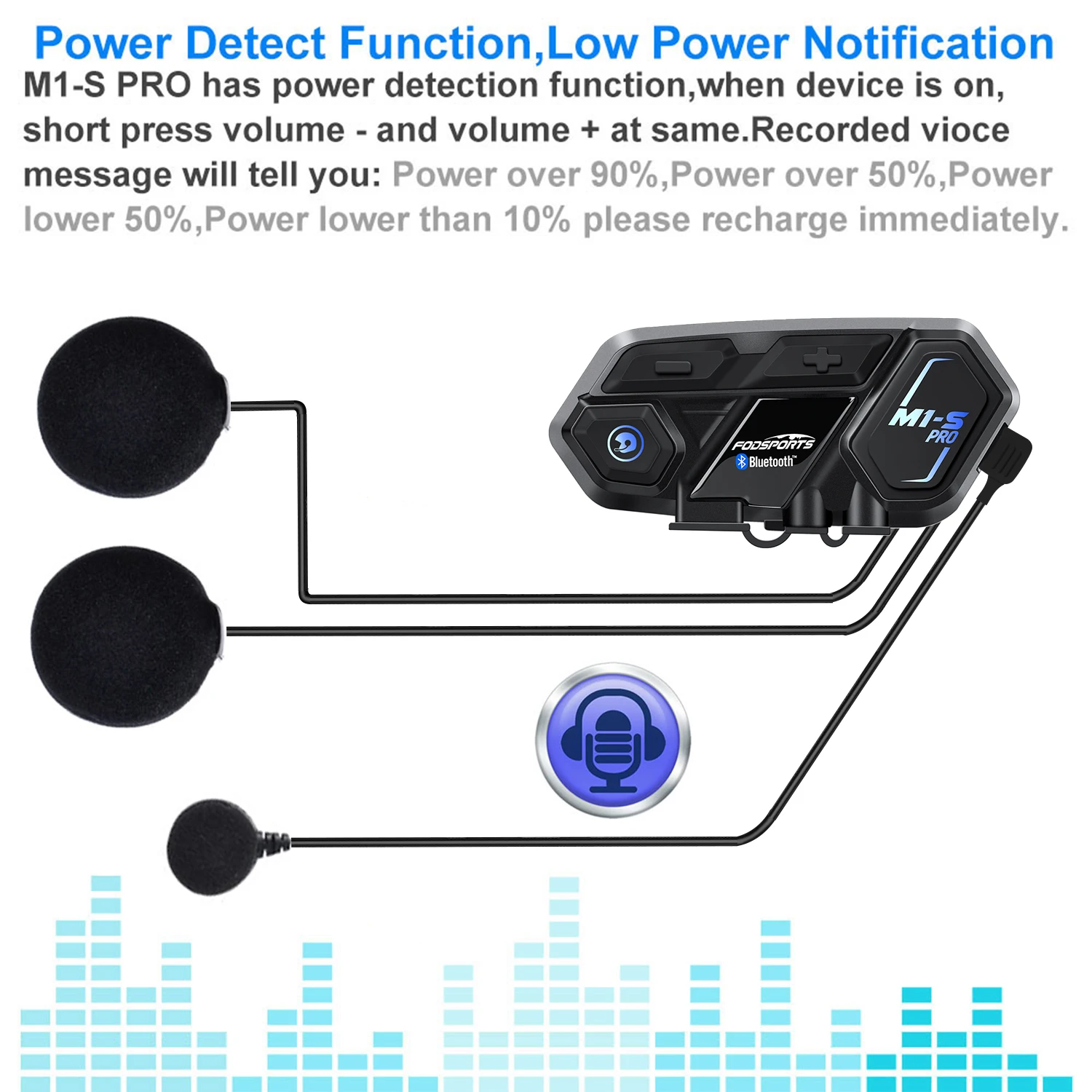 Fodsports M1S Pro Bluetooth Helmet Headset Motorcycle Intercom 10 Riders 2000m Wireless Intercomunicador Moto,APP Connect