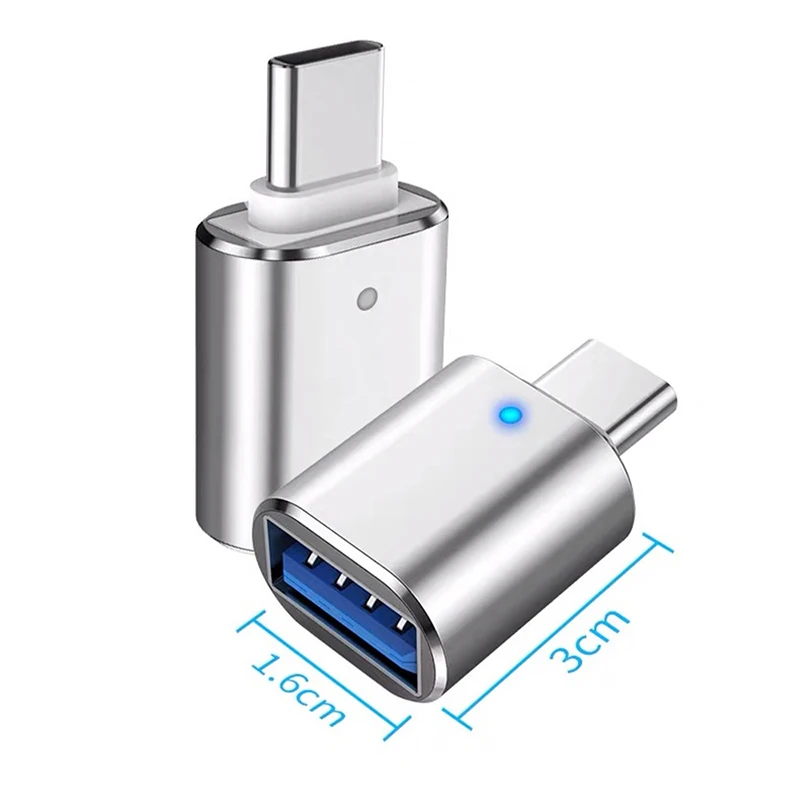 Type C To USB 3.0 OTG Adapter USB-C Male To USB Female Converter For Macbook Samsung S20 Xiaomi Huawei USBC OTG Connector LED