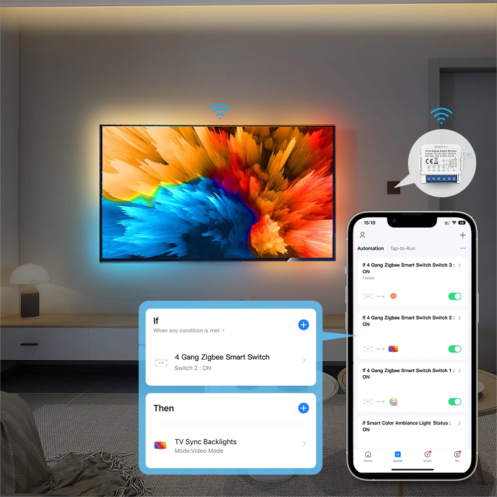 AVATTO Tuya Smart Zigbee Switch Module 2 Way Control, Smart Home 1/2/3/4 Gang Automation DIY Breaker Work for Alexa Google Home