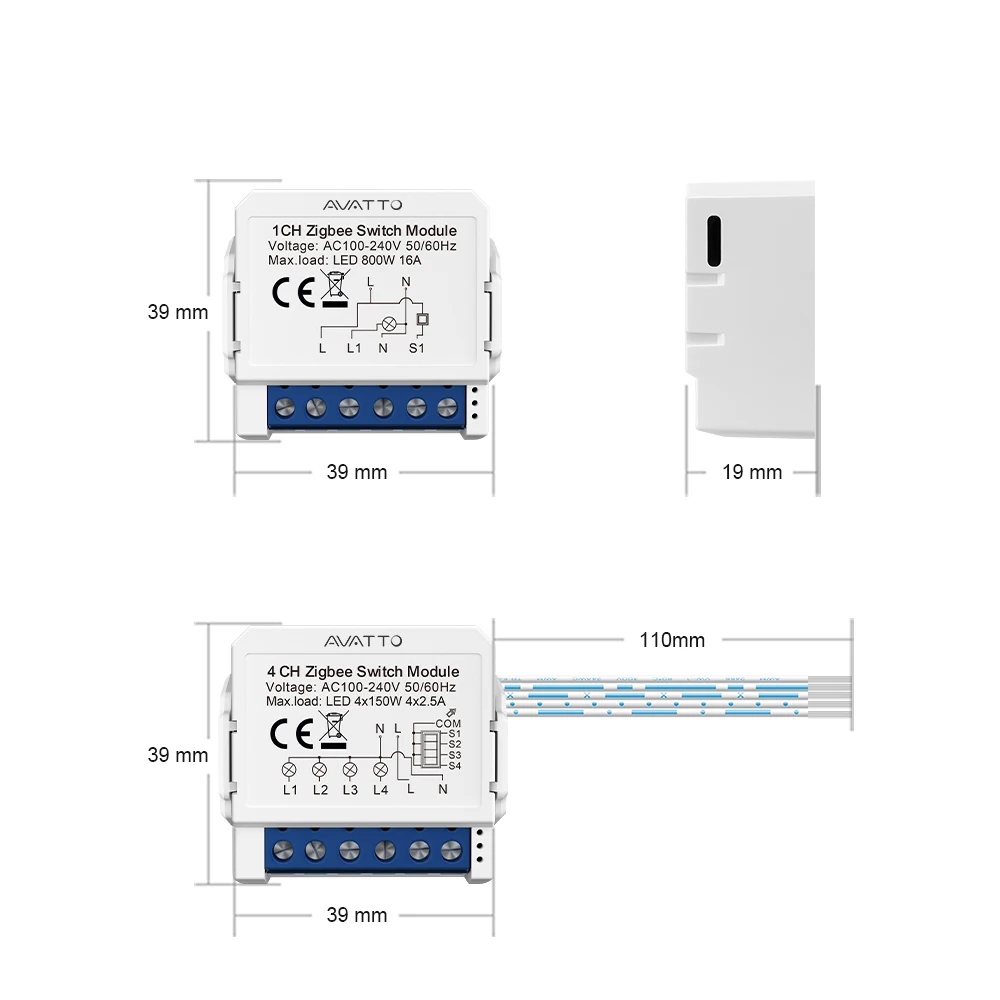 AVATTO Tuya Smart Zigbee Switch Module 2 Way Control, Smart Home 1/2/3/4 Gang Automation DIY Breaker Work for Alexa Google Home