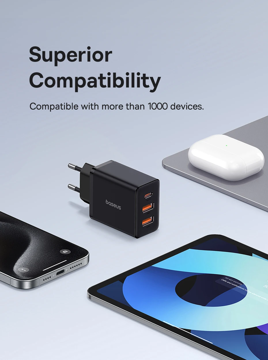 Baseus 30W USB Charger QC PD3.0 Type C PD Fast Charging Quick Phone Charger For iPhone 17 16 15 14 13 12 Pro Max Xiaomi Samsung