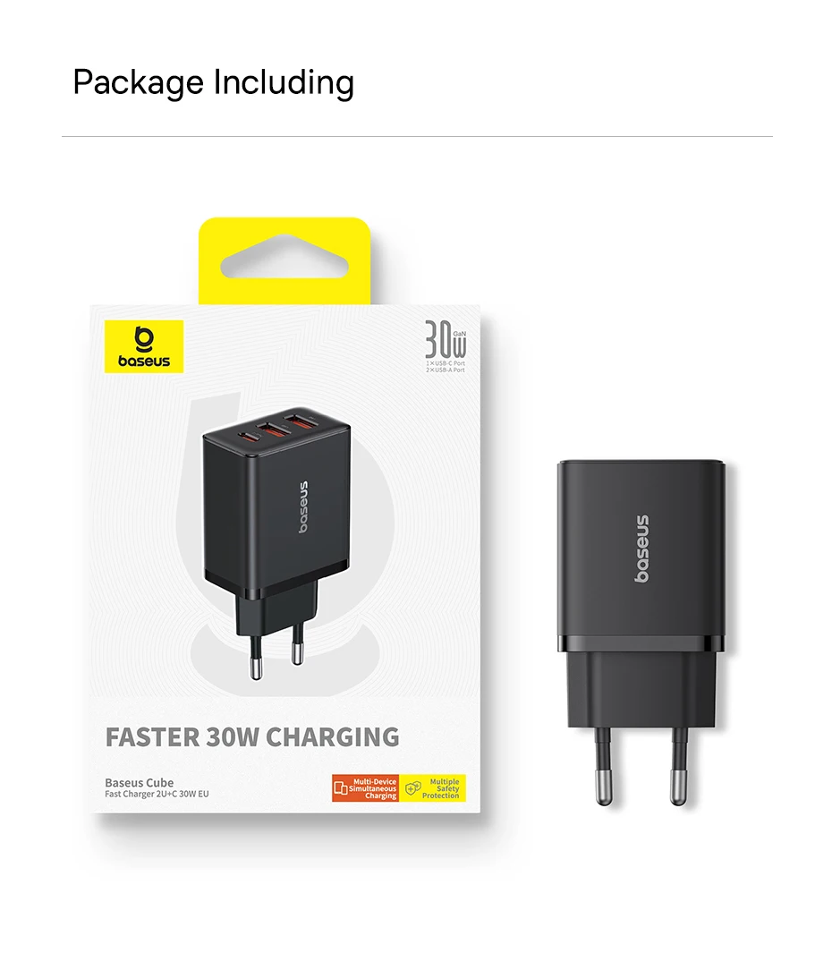 Baseus 30W USB Charger QC PD3.0 Type C PD Fast Charging Quick Phone Charger For iPhone 17 16 15 14 13 12 Pro Max Xiaomi Samsung