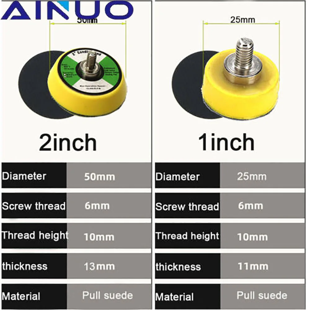 1"2"3" Back-up Sanding Pad Sander Backing Plate Hook Loop Sanding Discs M6 Thread Polishing & Grinding Abrasive Power Tools