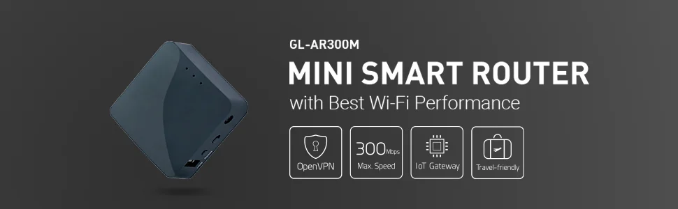 GL.iNet AR300M16(Shadow) Portable Mini Travel Wireless Pocket Router WiFi Router/Access Point/Extender/WDS | OpenWrt