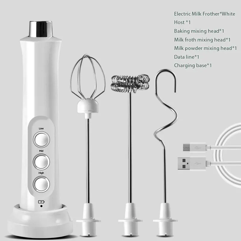 3 In 1 Portable Electric Milk Frother Foam Maker Handheld Rechargeable Foamer High Speeds Drink Mixer Coffee Frothing Wand