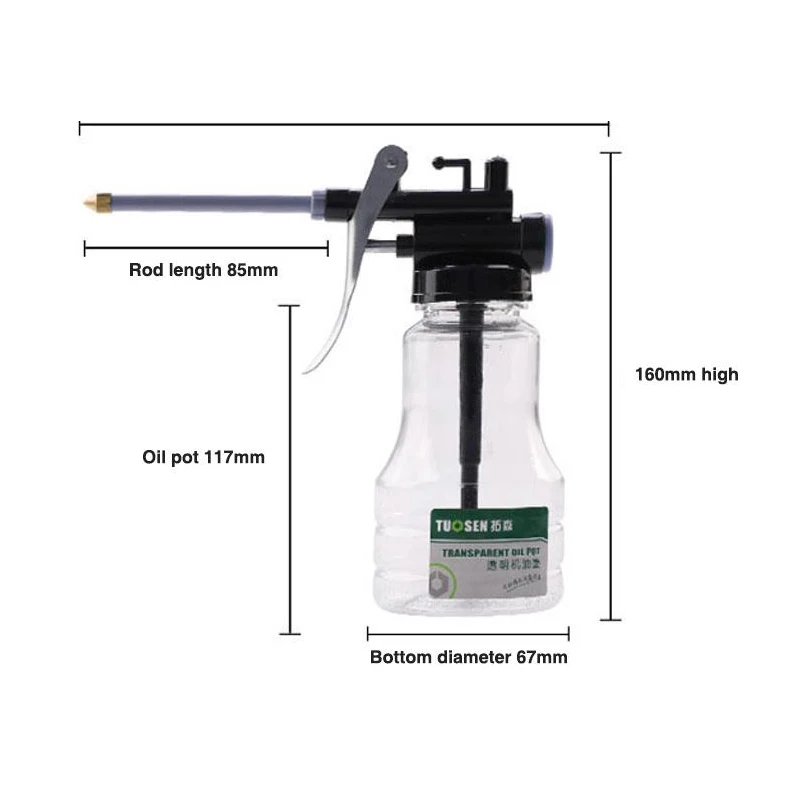 Oiler for Greasing Transparent Oil Can Lubrication High Pressure Pump Oiler Lubricating Oil Plastic Machine 250ml Grease Gun