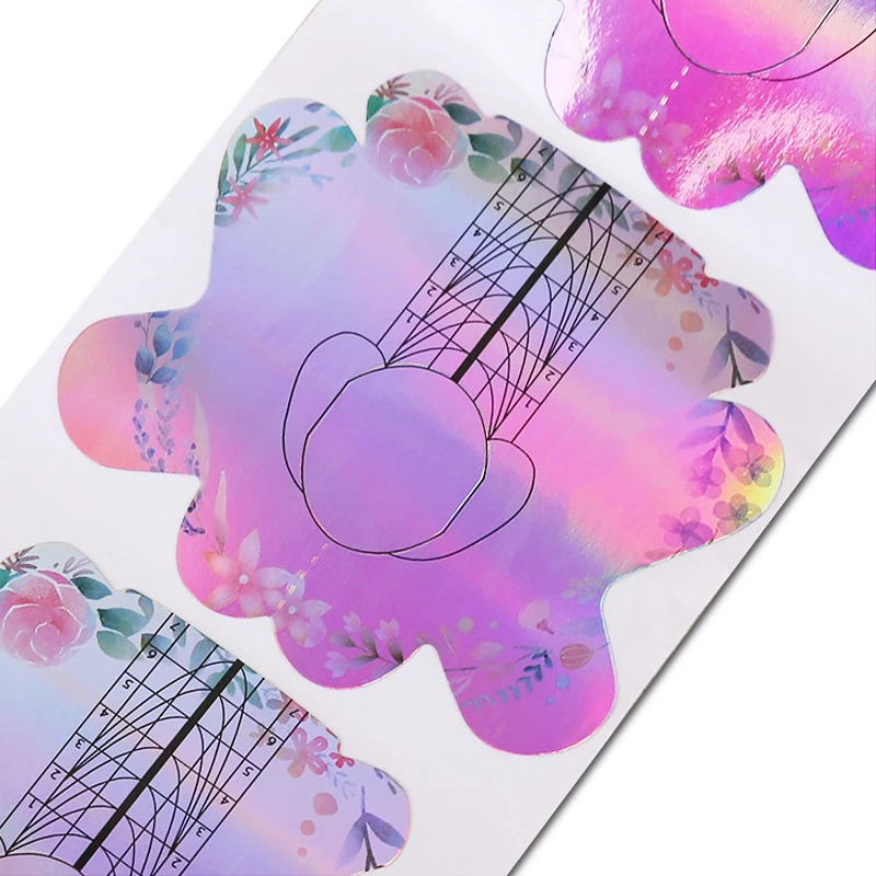 100Pcs Nail Forms For French Nails Tips Extension, UV Gel Building Self Adhesive Paper Molds Stencil
