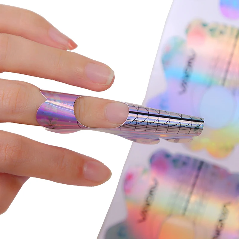 100Pcs Nail Forms For French Nails Tips Extension, UV Gel Building Self Adhesive Paper Molds Stencil