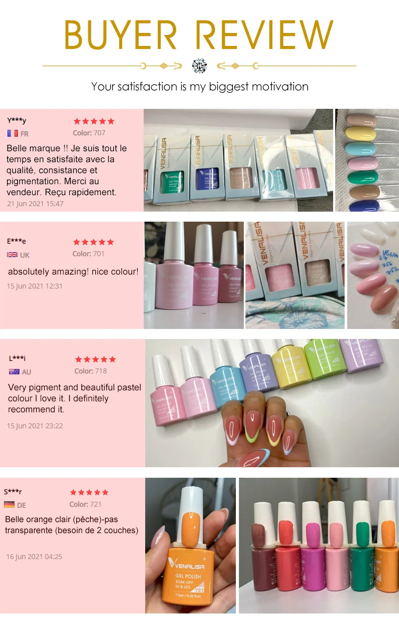Venalisa VIP3 Semi Permanent Beauty Gel Nail Polish Top Coat Nowipe Glitter Pastel Varnish Light Purple Nail Gel Polish