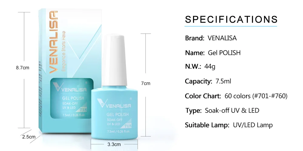 Venalisa VIP3 Semi Permanent Beauty Gel Nail Polish Top Coat Nowipe Glitter Pastel Varnish Light Purple Nail Gel Polish