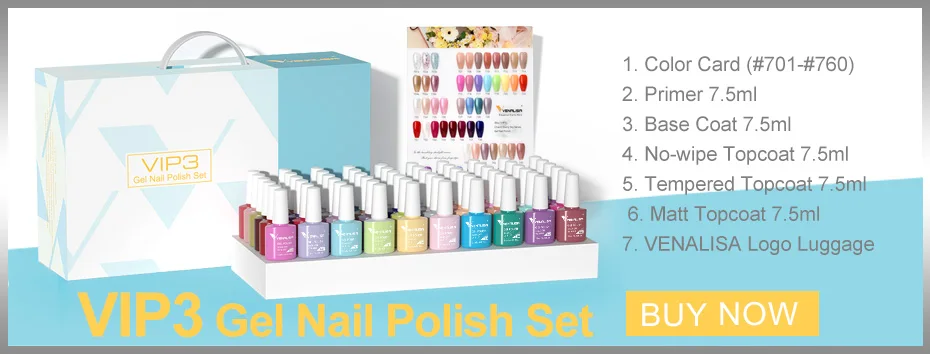 Venalisa VIP3 Semi Permanent Beauty Gel Nail Polish Top Coat Nowipe Glitter Pastel Varnish Light Purple Nail Gel Polish