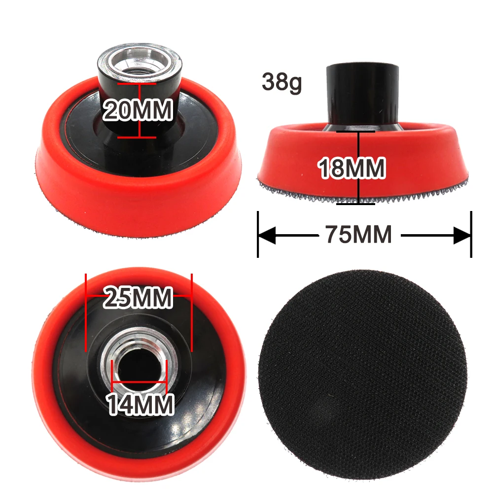 1.2''2''3''Drill Buffing Pad M14 Thread Backing Plate Hook and Loop For Car Polisher Sanding Polishing Waxing Sealing Glaze