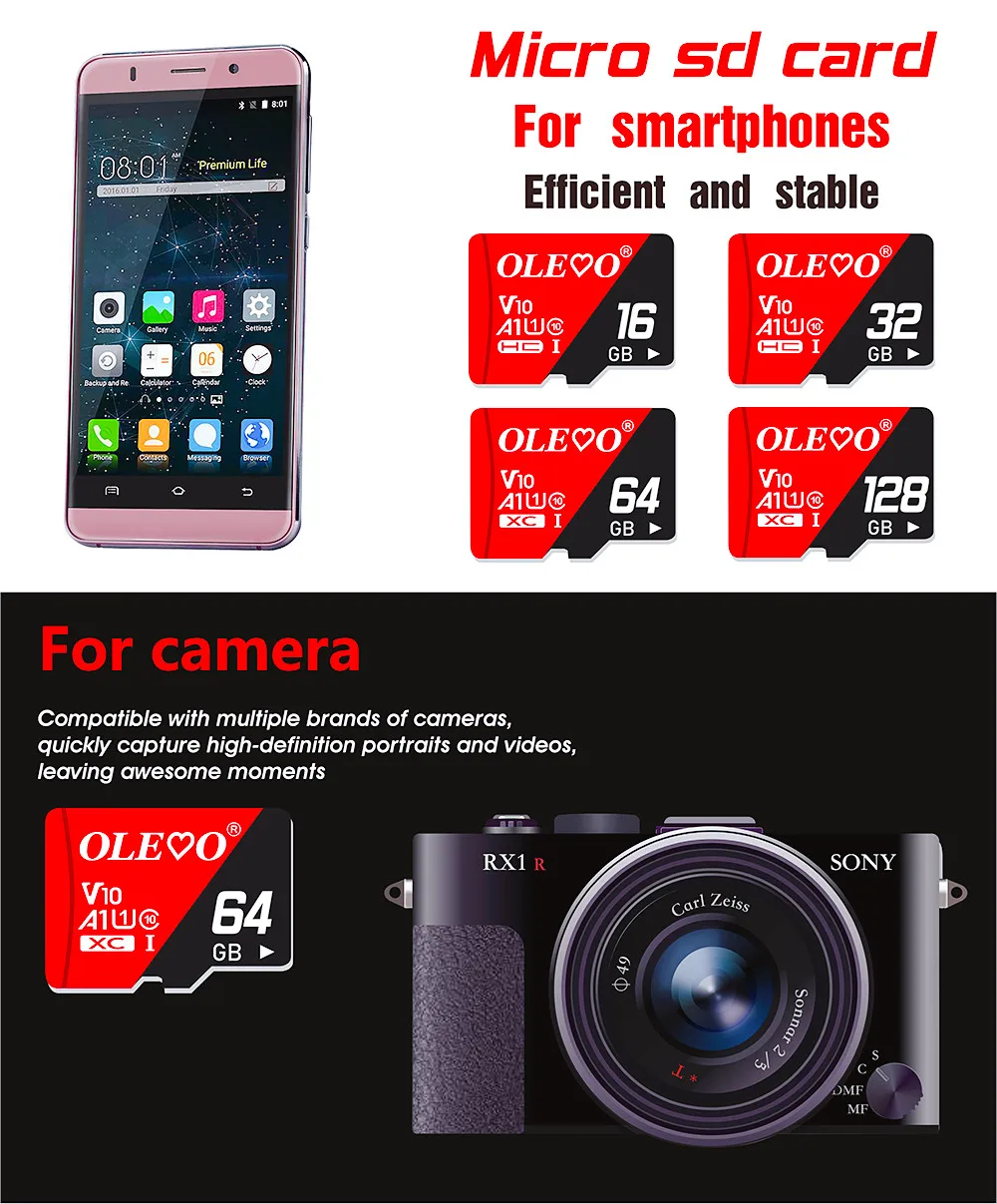 EVO PLUS Memory Card 256GB High Speed 512gb Mini SD Class 10 U1 TF Cards UHS-I 128G 64GB 32GB Mini SD Card