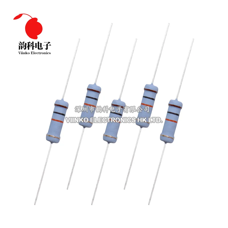 20pcs 2W Metal oxide film Resistor 5% 1R ~ 10M 100R 220R 330R 1K 2.2K 3.3K 4.7K 10K 22K 47K 100K 1M 100 220 330 ohm Carbon Film