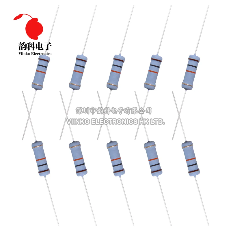 20pcs 2W Metal oxide film Resistor 5% 1R ~ 10M 100R 220R 330R 1K 2.2K 3.3K 4.7K 10K 22K 47K 100K 1M 100 220 330 ohm Carbon Film