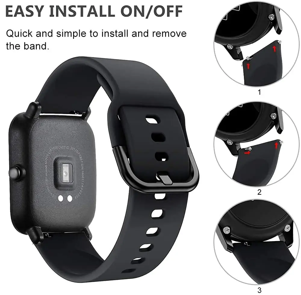 Strap For Amazfit Active 2/GTS 2/4/3/GTS 2/4 Mini/GTR 4/2 20mm/22mm Watch Silicone Smartwatch Sport Bracelet Amazfit bip 6 band