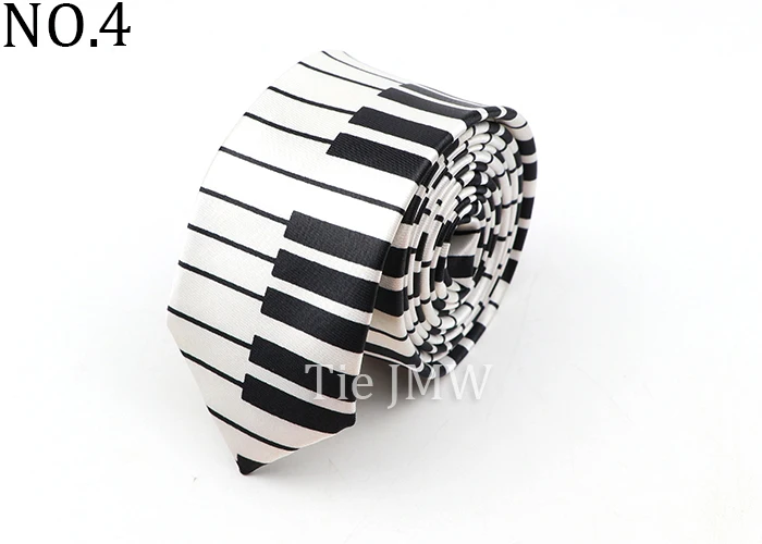 Men's Classic Skinny Tie Fashion Colorful Musical Notes Printed Piano Polyester 5cm Width Necktie Party Cosplay Gift Accessory