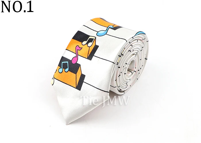 Men's Classic Skinny Tie Fashion Colorful Musical Notes Printed Piano Polyester 5cm Width Necktie Party Cosplay Gift Accessory