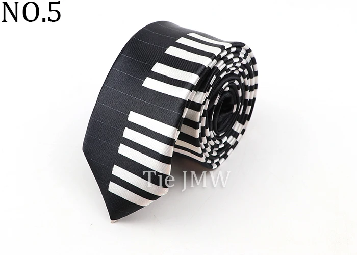 Men's Classic Skinny Tie Fashion Colorful Musical Notes Printed Piano Polyester 5cm Width Necktie Party Cosplay Gift Accessory