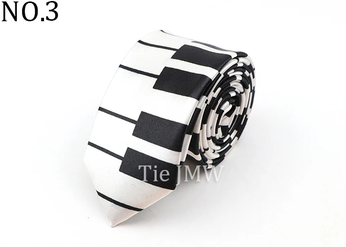Men's Classic Skinny Tie Fashion Colorful Musical Notes Printed Piano Polyester 5cm Width Necktie Party Cosplay Gift Accessory